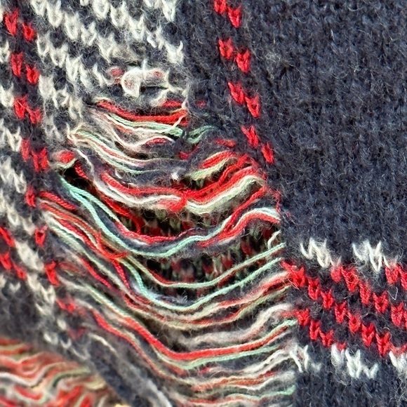 WILDFOX Whitelabel All-over Plaid Lenon Woolblend Oversized Sweater Distressed - Picture 7 of 11